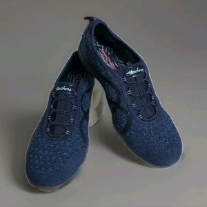 Skechers Women's Breathe-Easy Fortune Knit Slip-On Sneakers - Navy Blue